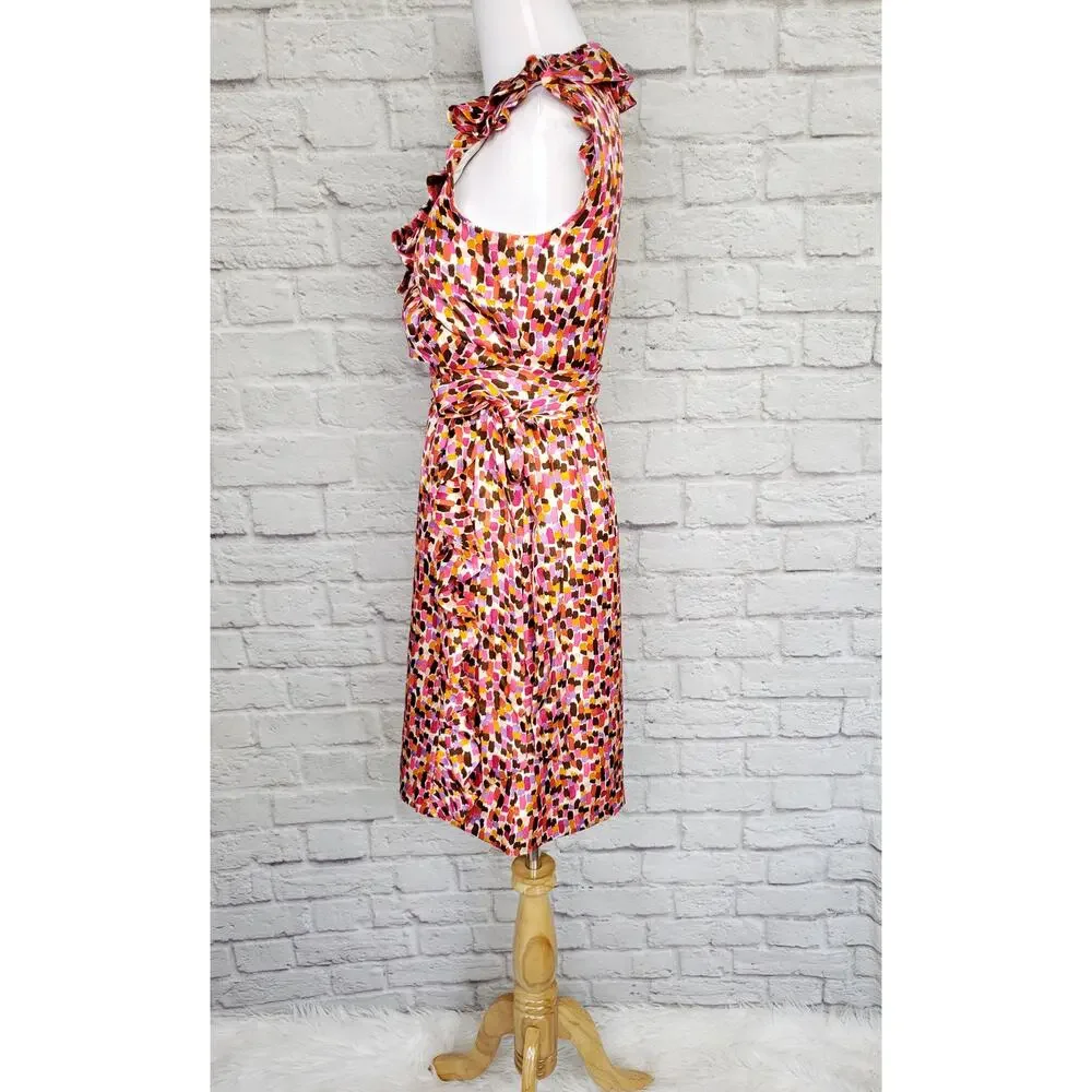 Kate Spade Aubrey Pink Ruffle Silk Wrap Dress Event NYE Going Out Preppy Sz 4